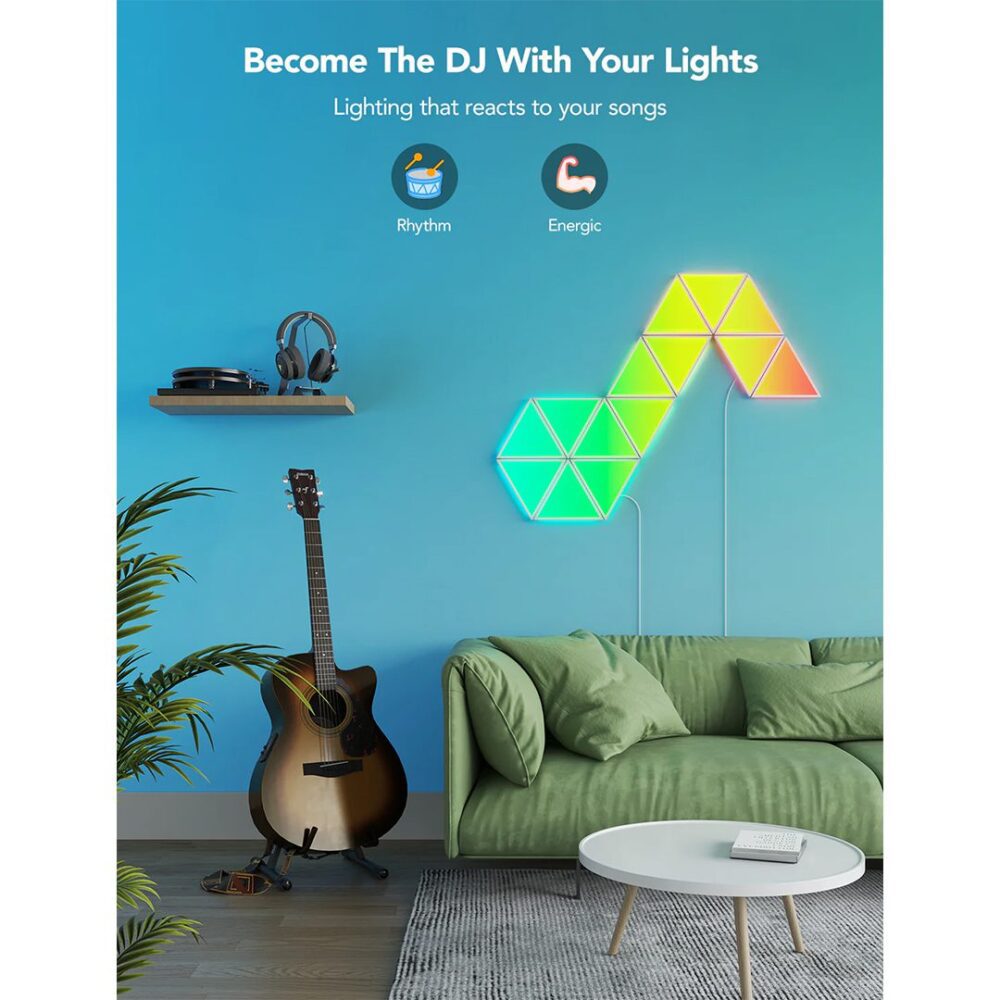 پنل هوشمند 10 تیکه گووی مدل Govee Glide Triangle Light Panels - Image 4